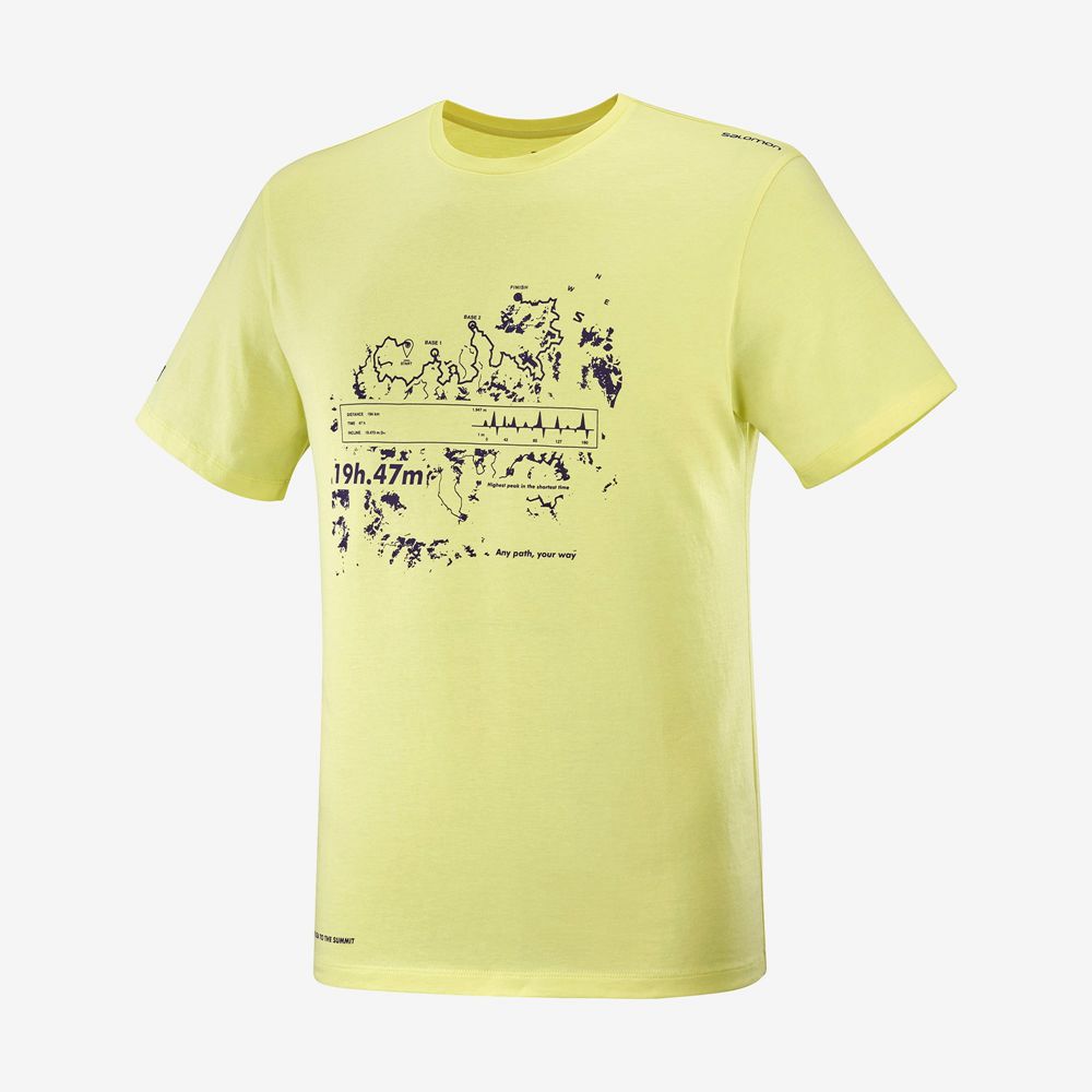 T-Shirts Salomon Homme Jaune - Salomon OUTLIFE GRAPHIC SALOMONOTONE SS M - France (2981-BJXIM)